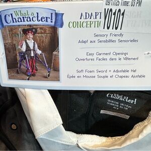 Adaptive Halloween Costume Sensory Friendly Size 7/8 Kids Pirate top, hat, sword